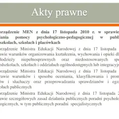 Jakie akty prawne regulujące pomoc psychologiczno-pedagogiczną w szkołach?