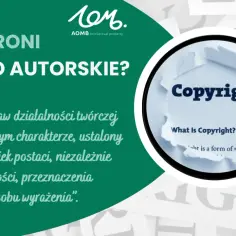 Prawo autorskie chroni twórczość. Grafika podkreśla znaczenie własności intelektualnej, prezentując definicję "Copyright".