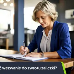 Kobieta pisze dokument, który pomoże jej dowiedzieć się, jak napisać wezwanie do zwrotu zaliczki.
